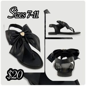 Elegant Black Sandals with Bow